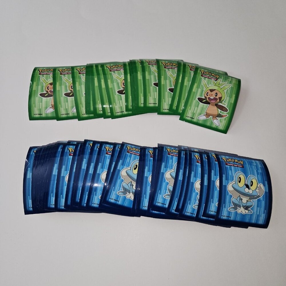 Pokemon Card Sleeve Protectors Deck Storage Lot 24 Chespin 65 Froakie